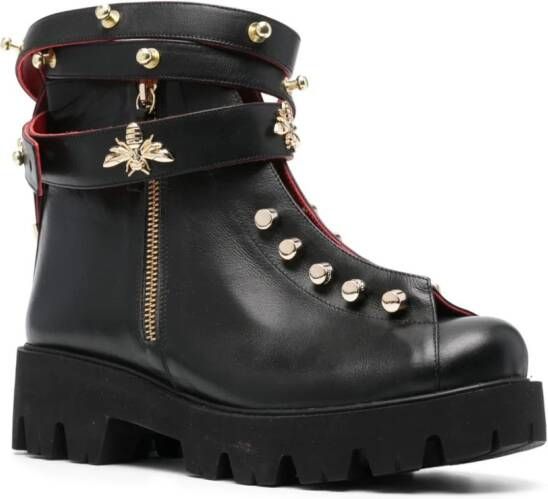 HARDOT 45mm stud-embellished leather boots Black