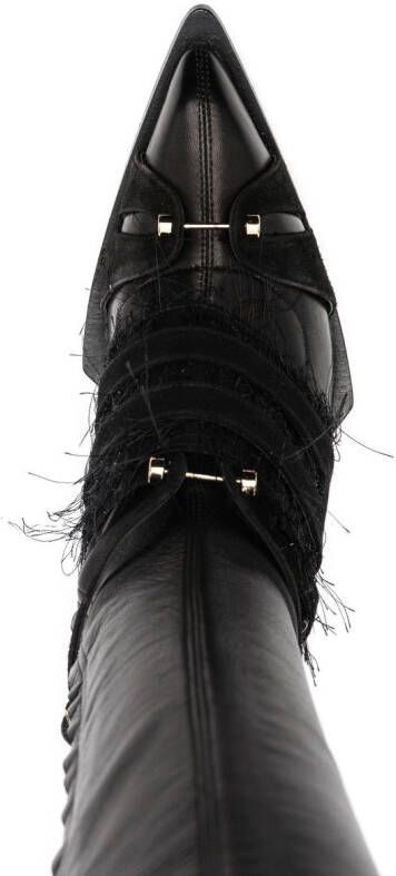 HARDOT fringed-panel thigh boots Black