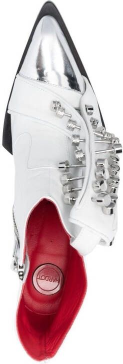 HARDOT studded leather ankle boots White