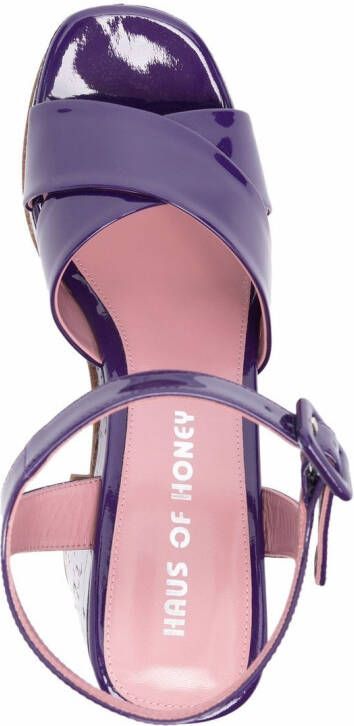Haus of Honey crossover detail chunky 125mm heels Purple