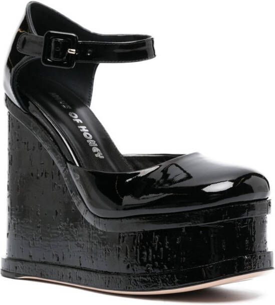 Haus of Honey Lacquer Doll Mary Jane wedge sandals Black