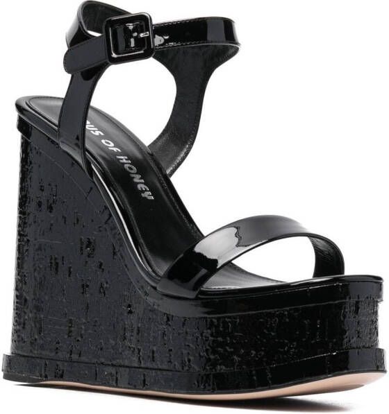 Haus of Honey lacquer doll wedge-heel sandals Black