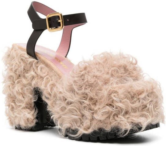 Haus of Honey Les Terriers shearling platform sandals Neutrals