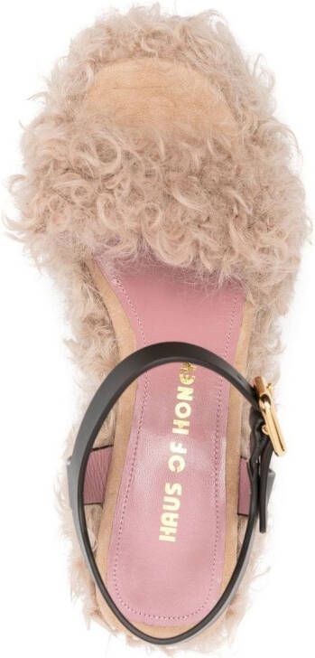 Haus of Honey Les Terriers shearling platform sandals Neutrals