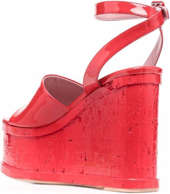 Haus of Honey patent-leather wedge sandals Red