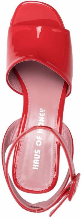 Haus of Honey patent-leather wedge sandals Red