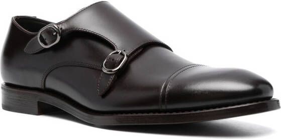 Henderson Baracco almond-toe leather monk shoes Brown