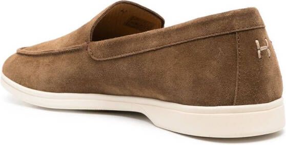 Henderson Baracco almond-toe suede loafers Brown