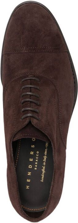 Henderson Baracco almond-toe suede oxford shoes Brown