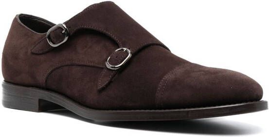 Henderson Baracco buckled suede monk shoes Brown