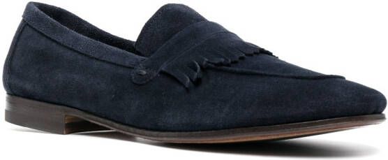 Henderson Baracco fringe-detail suede loafers Blue