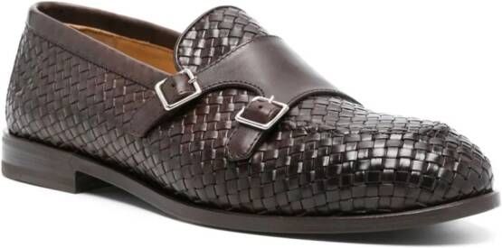 Henderson Baracco interwoven leather buckled loafers Brown