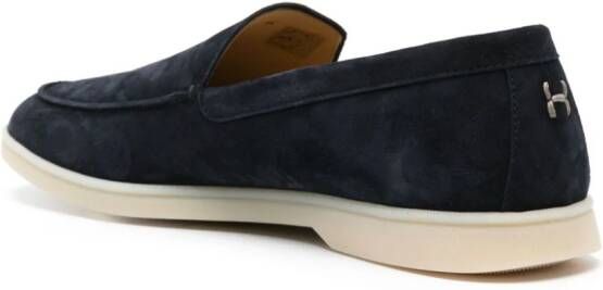 Henderson Baracco logo-embroidered suede loafers Blue