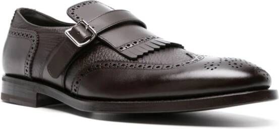 Henderson Baracco perforated-detailing leather monk shoes Brown