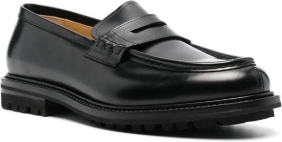 Henderson Baracco polished leather penny loafers Black