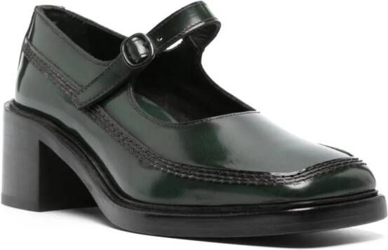 Hereu 55mm leather square-toe loafers Green
