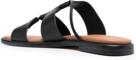 Hereu Lina leather flat sandals Black