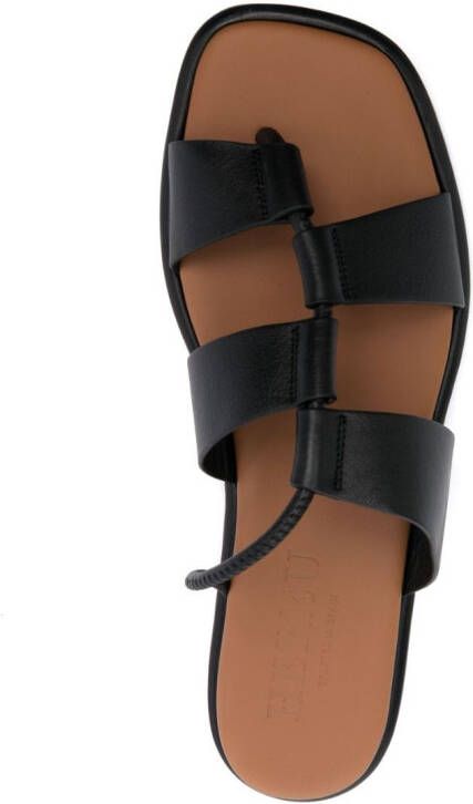 Hereu Lina leather flat sandals Black