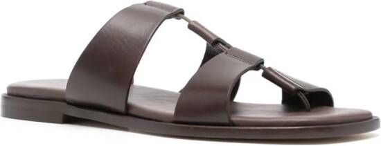 Hereu Lina leather flat sandals Brown