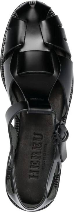 Hereu Pesca cut-out leather sandals Black