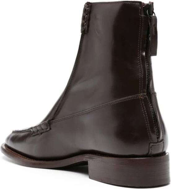 Hereu Quadra square-toe leather loafers Brown