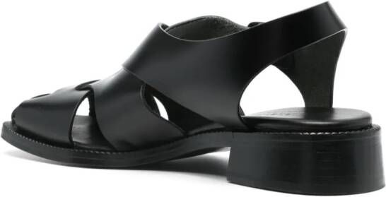 Hereu Raima asymmetric leather sandals Black