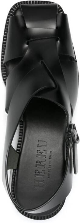 Hereu Raima asymmetric leather sandals Black