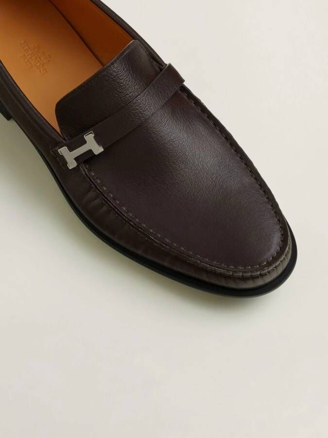Hermès Pre-Owned Idylle leather loafers Brown