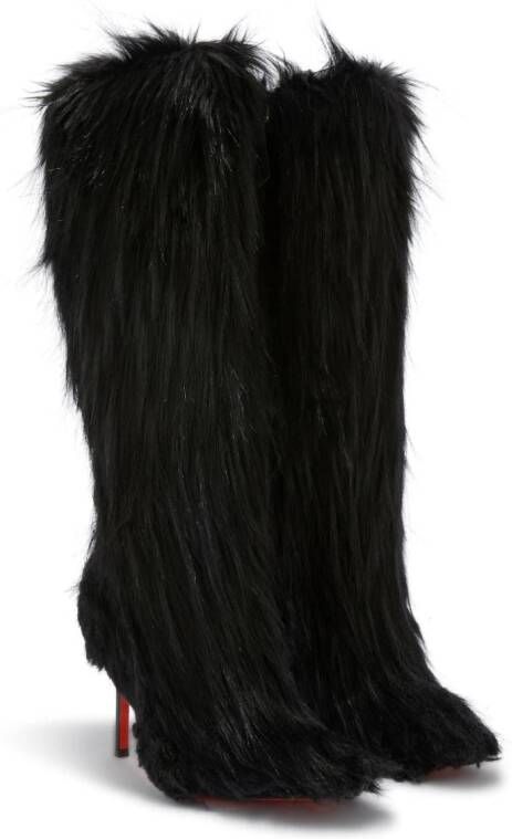 Heron Preston 100mm faux-fur stiletto boots Black