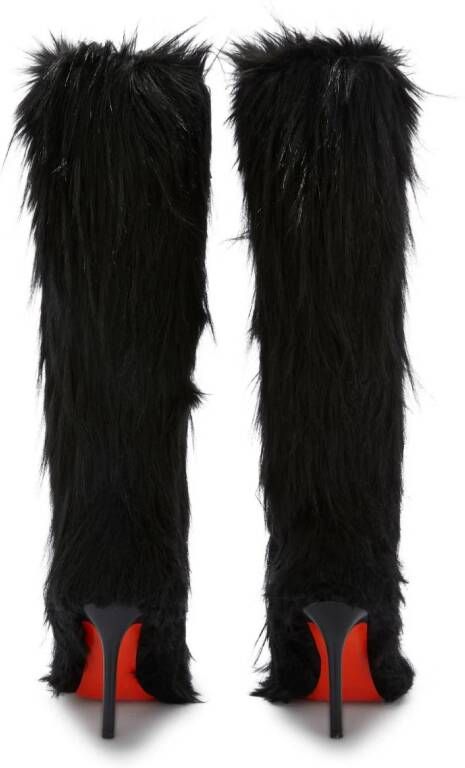 Heron Preston 100mm faux-fur stiletto boots Black