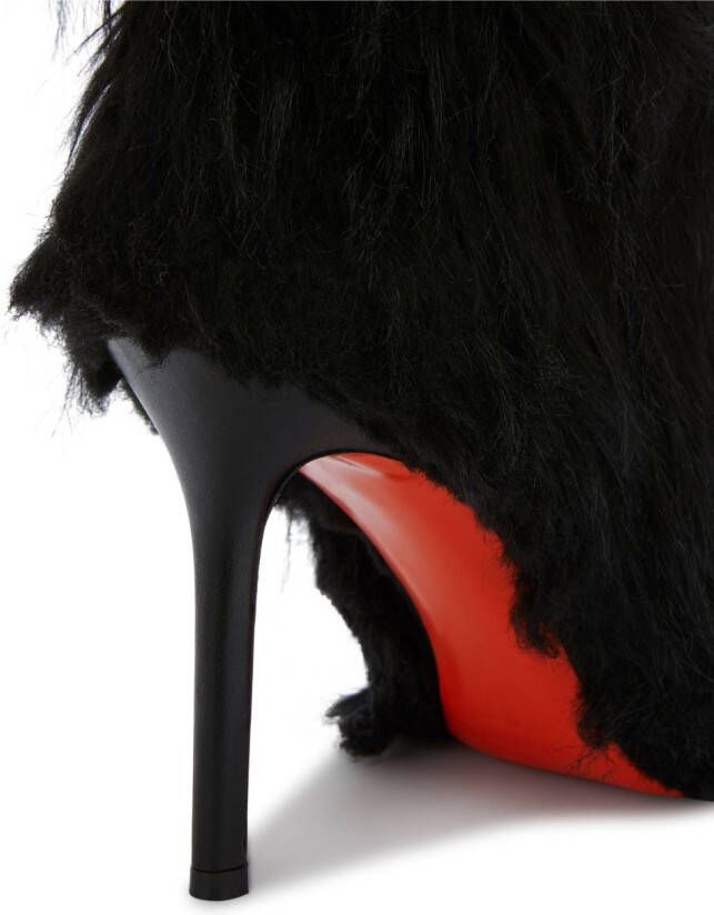 Heron Preston 100mm faux-fur stiletto boots Black