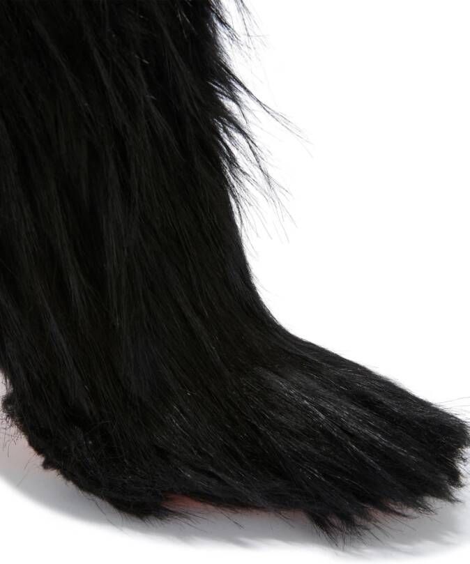 Heron Preston 100mm faux-fur stiletto boots Black