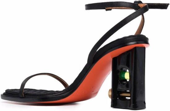 Heron Preston Bubble-Level ankle-strap heeled sandals Black