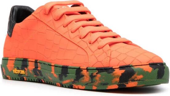 Hide&Jack embossed crocodile effect leather sneakers Orange