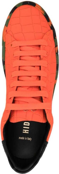 Hide&Jack embossed crocodile effect leather sneakers Orange