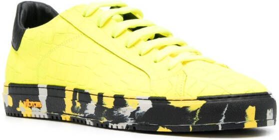 Hide&Jack embossed crocodile effect leather sneakers Yellow