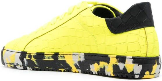 Hide&Jack embossed crocodile effect leather sneakers Yellow