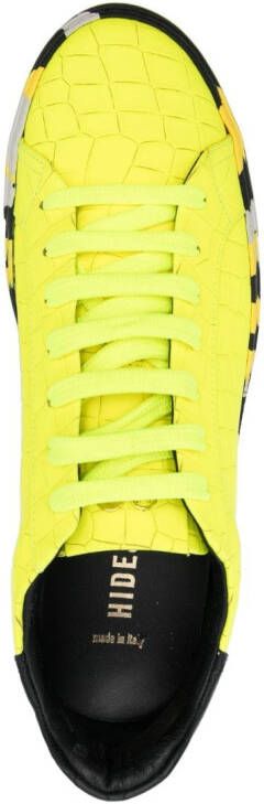 Hide&Jack embossed crocodile effect leather sneakers Yellow