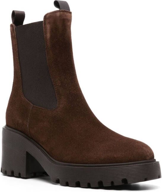 Hogan 70mm leather ankle boots Brown