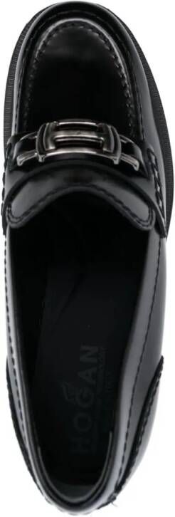 Hogan 70mm logo-plaque leather loafers Black