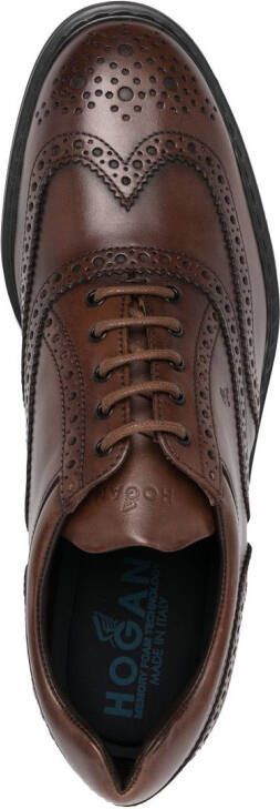 Hogan almond-toe leather brogues Brown