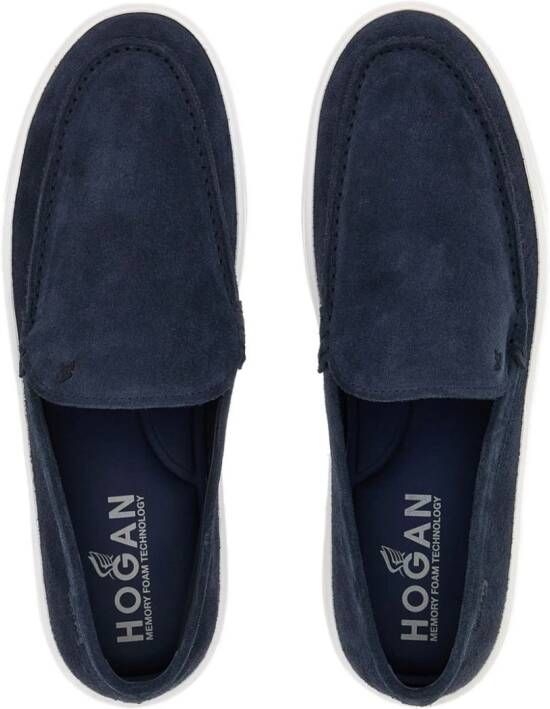 Hogan almond-toe leather loafers Blue