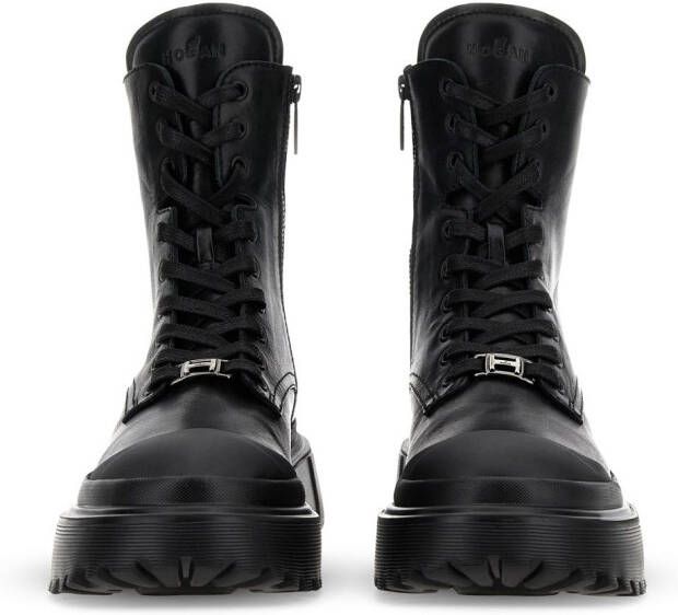 Hogan Anfibio leather lace-up boots Black