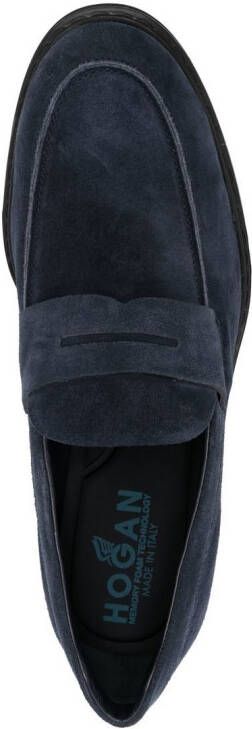 Hogan brushed-effect leather loafers Blue