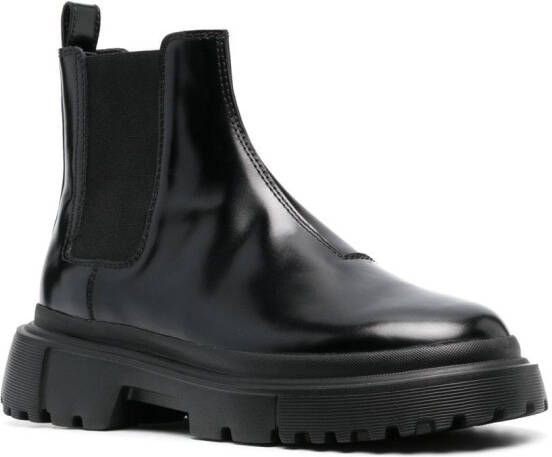 Hogan Chelsea round-toe leather boots Black