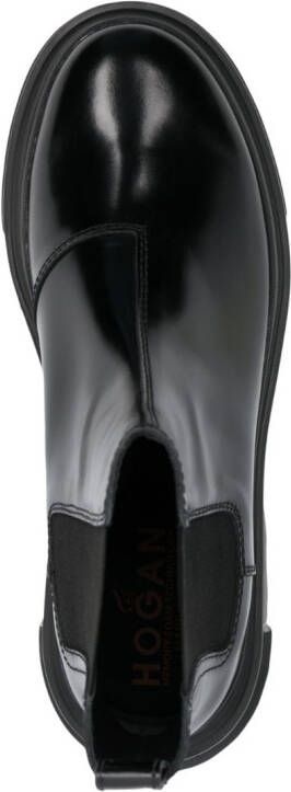Hogan Chelsea round-toe leather boots Black