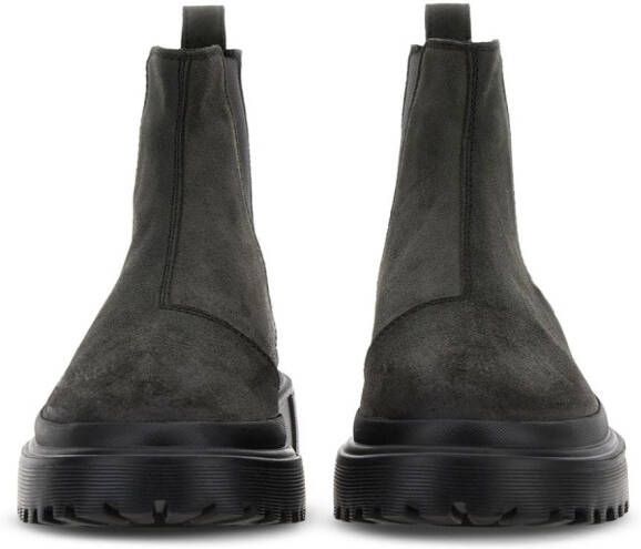 Hogan Chelsea round-toe suede boots Black