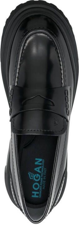Hogan chunky leather loafers Black