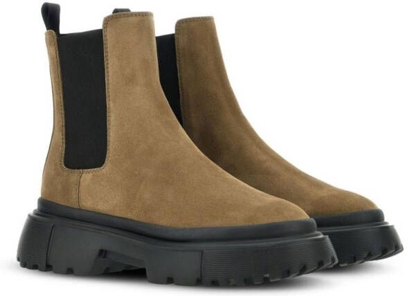 Hogan chunky-sole suede Chelsea boots Neutrals