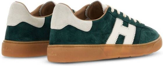 Hogan logo-patch leather sneakers Green
